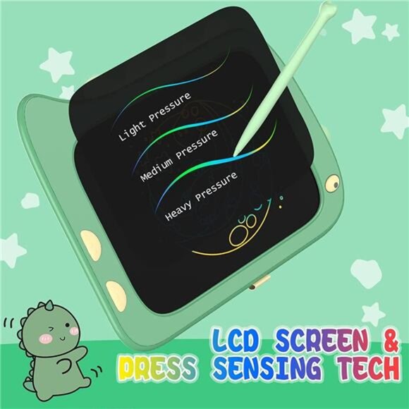 8.5 Inch LCD Doodle Board Tablet Toy - Green Dinosaur Drawing Pad for Kids - Picture 4 of 7